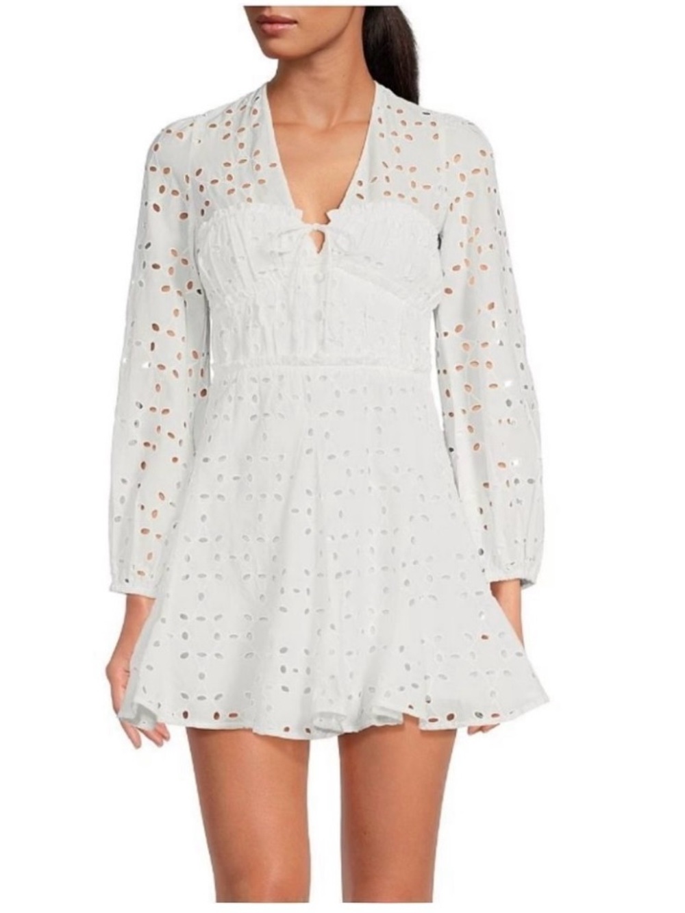 Gianni Bini Katrina
Eyelet V-Neck Long
Sleeve A-Line Cotton
Sun Dress